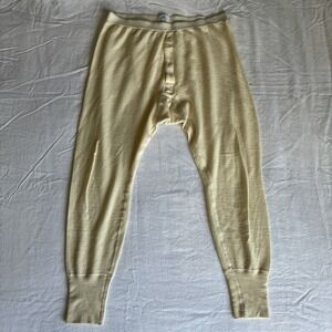 Vintage Sunspel Long Johns Pants M 100% Fine Wool  Thermal Ivory Made In England